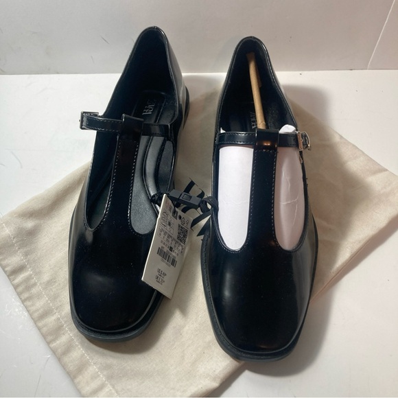 ZARA 8 Patent Mary Jane Ballet Flats T-strap Women EU 39 NEW - Picture 5 of 5